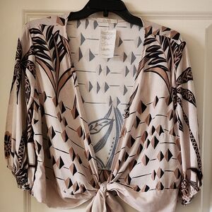 Chic Patterned Tie-Front Blouse